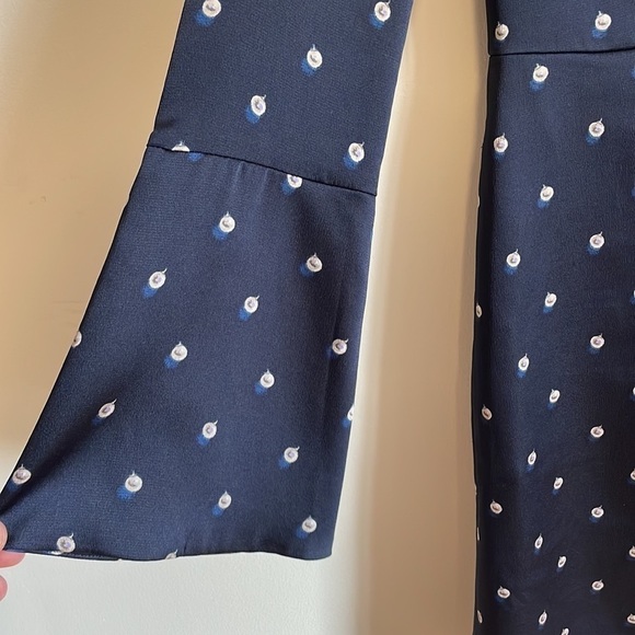 Polka Dot Dress Banana Republic Open Back 8 Navy Blue Midi Career Classic Prep - Picture 13 of 13